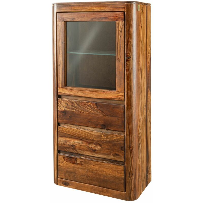 foto del prodotto vetrina in legno di shesham acacia 70x40x145 noce cerato toronto 208