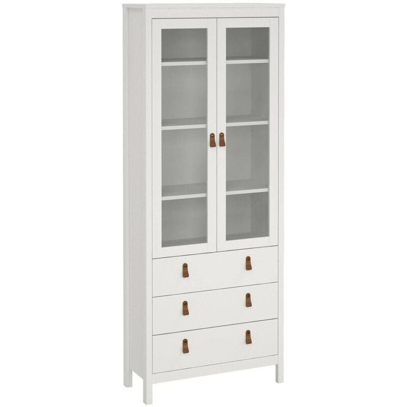 foto del prodotto vetrina laurette, credenza espositiva, vetrinetta multiuso, madia da soggiorno, 78x33 h199 cm, bianco dmora