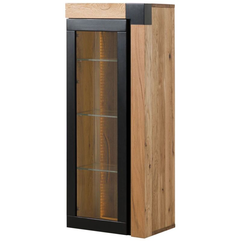 foto del prodotto vetrina pensile in legno di quercia selvatica 48x35x120 oliato / naturale rotterdam 110