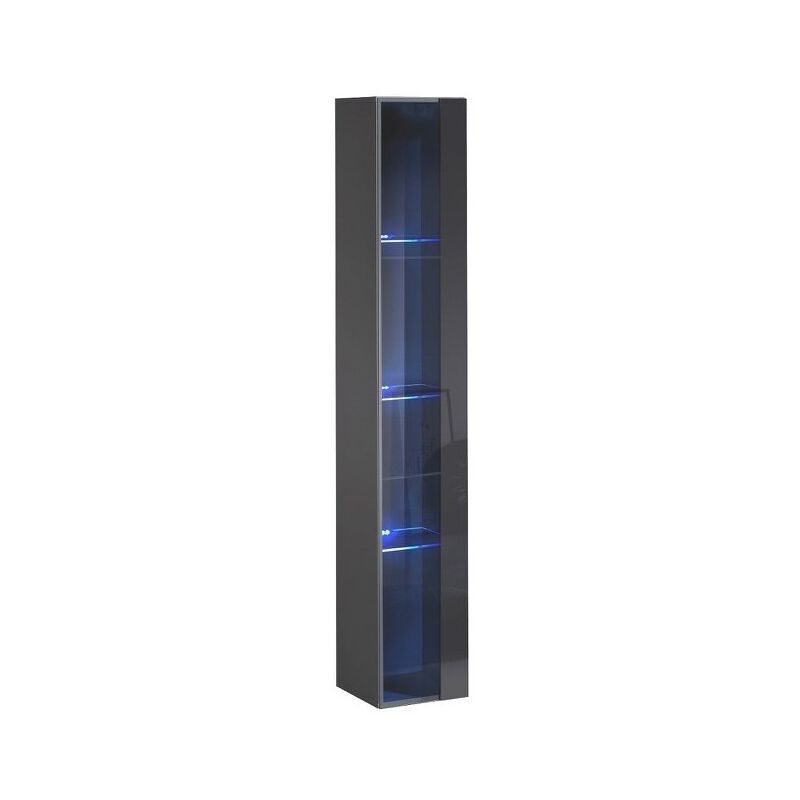 foto del prodotto vetrina sospesa grigio collezione switch porta a vetro e led inclusi modello grande