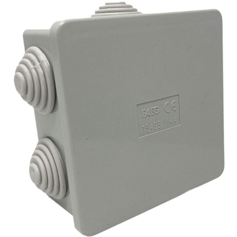 foto del prodotto vetrineinrete 2 scatola di derivazione quadrata box con coperchio a pressione 6 passacavi tenuta stagna ip44 100xx100x50 mm