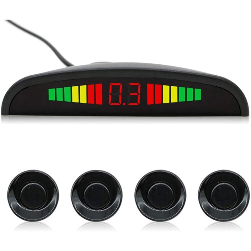foto del prodotto vetrineinrete 4 sensori di parcheggio con display a led e segnale acustico nero kit completo