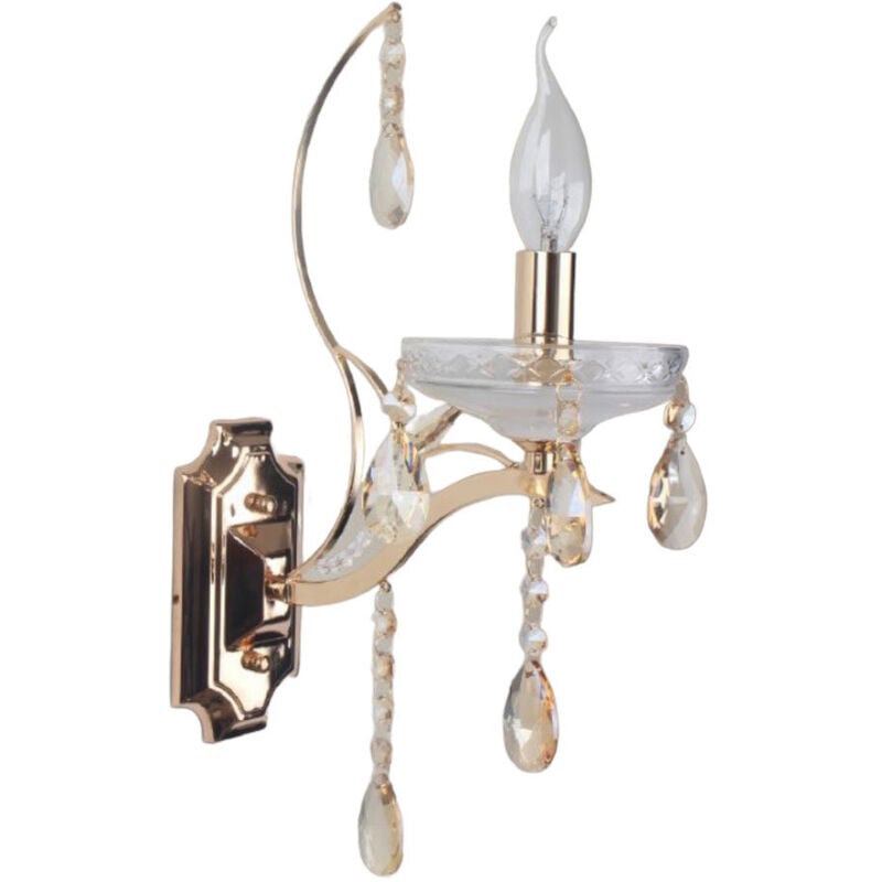 foto del prodotto vetrineinrete applique a candelabro con pendenti a gocce di cristallo in acrilico stile retr attacco e14 oro