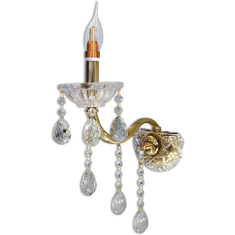 foto del prodotto vetrineinrete applique candelabro lampada da parete con gocce pendenti di cristallo in acrilico con attacco e14 stile retr illuminazione