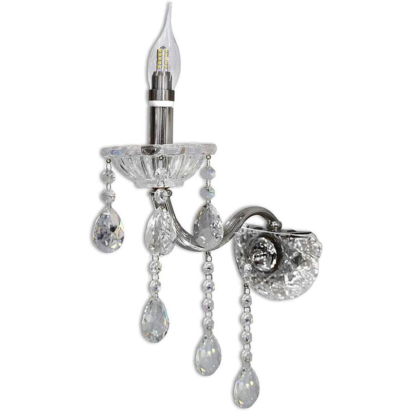 foto del prodotto vetrineinrete applique candelabro lampada da parete con gocce pendenti di cristallo in acrilico con attacco e14 stile retr illuminazione