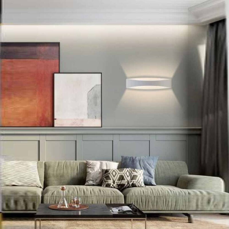 foto del prodotto vetrineinrete - applique led moderno da parete 12 watt up down lampada in alluminio doppia emissione luce calda 3000k