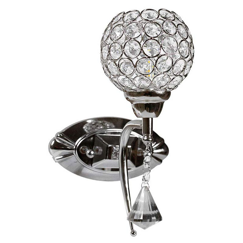 foto del prodotto vetrineinrete applique moderno da parete paralume con cristalli in acrilico 1 pendente attacco g9 oro e argento illuminazione lampadario casa