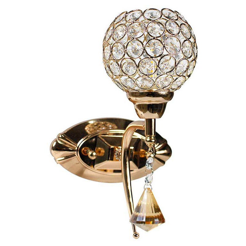 foto del prodotto vetrineinrete applique moderno da parete paralume con cristalli in acrilico 1 pendente attacco g9 oro e argento illuminazione lampadario casa oro