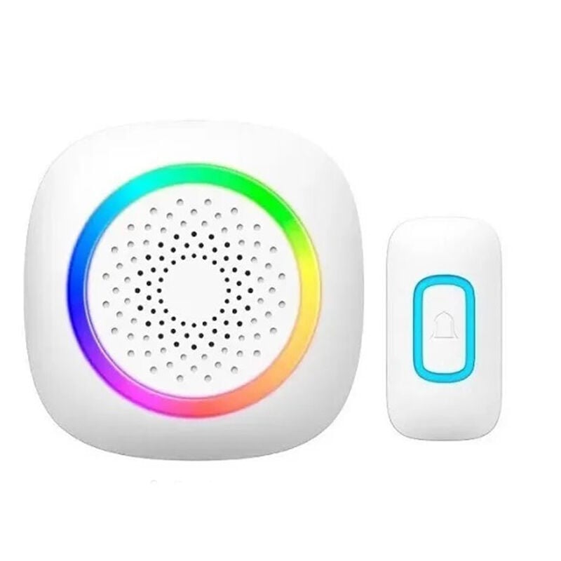 foto del prodotto vetrineinrete campanello wireless senza fili 300 metri 60 melodie a batteria con indicatore led rgb con pulsante 1 ricevitore non udenti