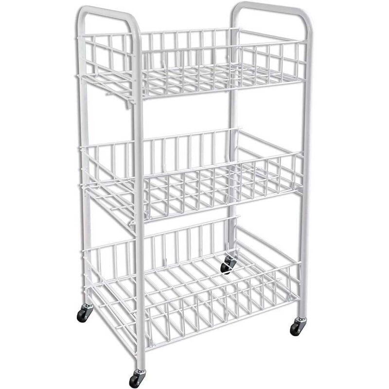 foto del prodotto vetrineinrete carrello in metallo da bagno portaoggetti con tre ripiani scaffale organizer porta oggetti con ruote carrellino con rotelle