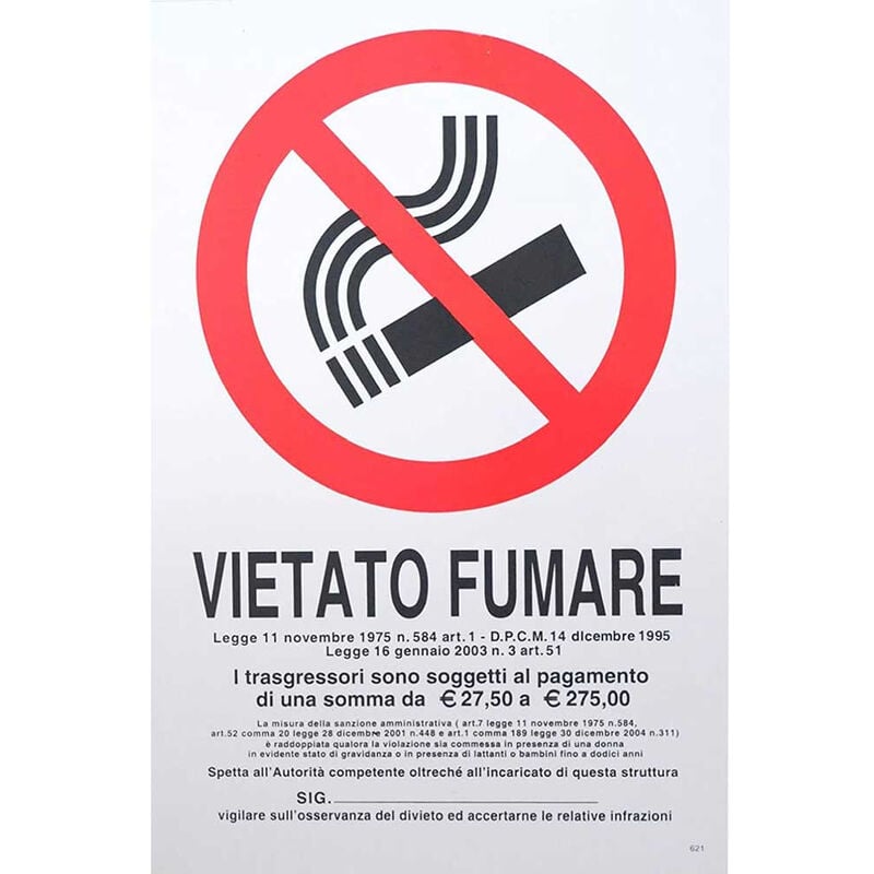 foto del prodotto vetrineinrete cartello segnaletico vietato fumare con normativa targa divieto segnaletica segnale con legge da ufficio negozio ristorante in pvc 30