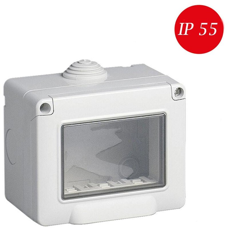 foto del prodotto vetrineinrete cassetta con coperchio idrobox per esterno a 3 posti compatibile con matix custodia per interruttori ip55