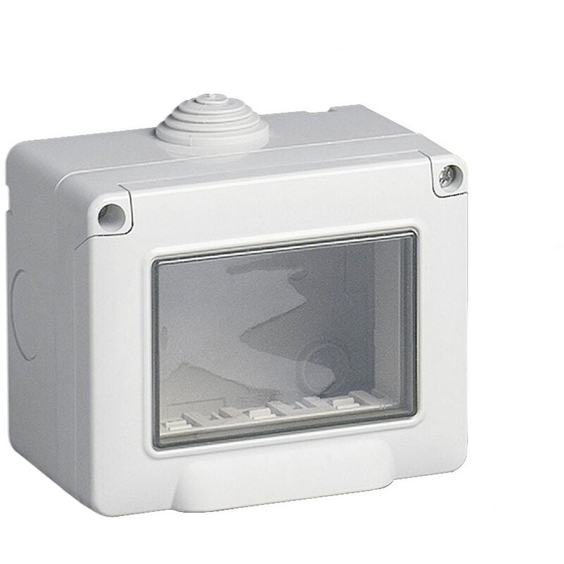 foto del prodotto vetrineinrete cassetta con coperchio idrobox per esterno a 3 posti compatibile con vimar plana custodia per interruttori ip55