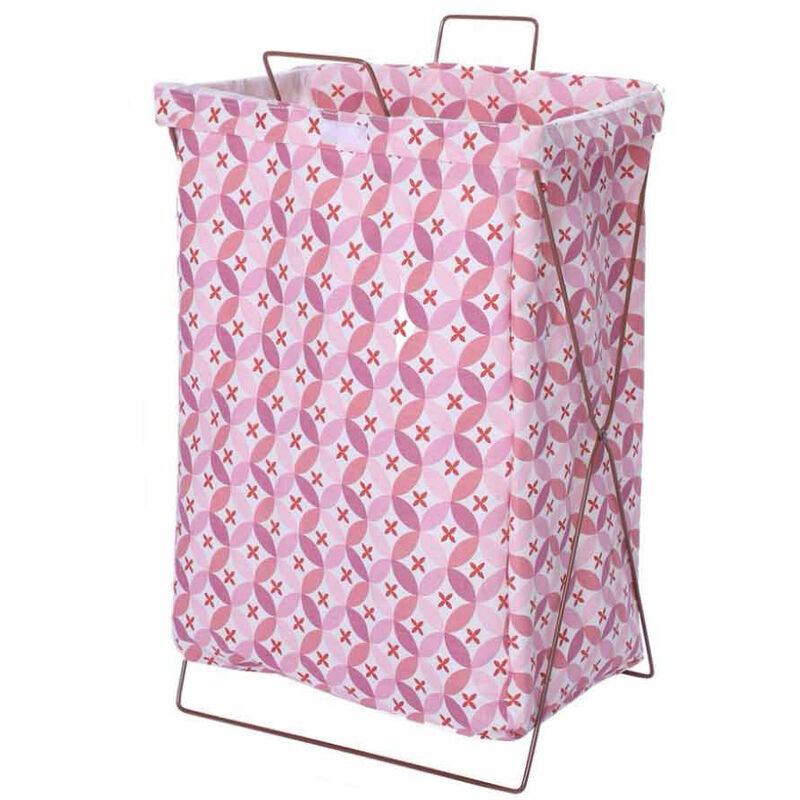 foto del prodotto vetrineinrete cesto porta biancheria pieghevole sacca richiudibile per panni sporchi da bagno lavanderia 55x35x25 cm rosa