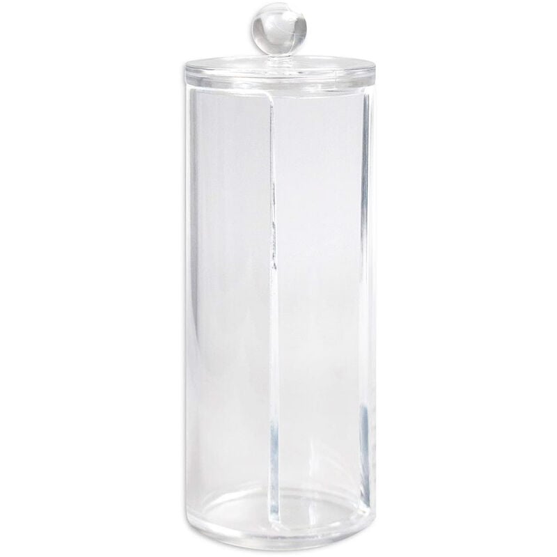 foto del prodotto vetrineinrete contenitore distributore per dischetti struccanti in cotone con foro e coperchio organizer trasparente 20 cm arredo bagno porta ovatta