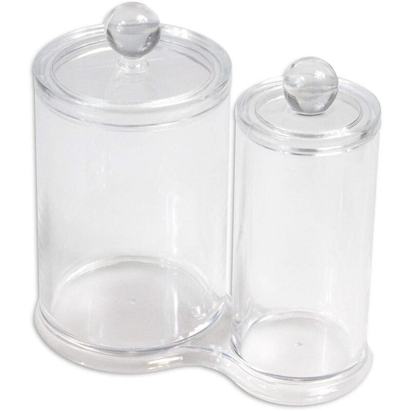 foto del prodotto vetrineinrete contenitore doppio porta cotton fioc dischetti struccanti e trucco in cotone organizer trasparente per il bagno con coperchio 2