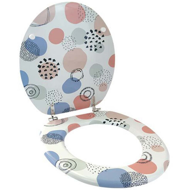 foto del prodotto vetrineinrete copriwater in legno mdf serigrafato tavoletta da bagno wc con stampa colorata multicolor cerniere in acciaio 43x38 cm