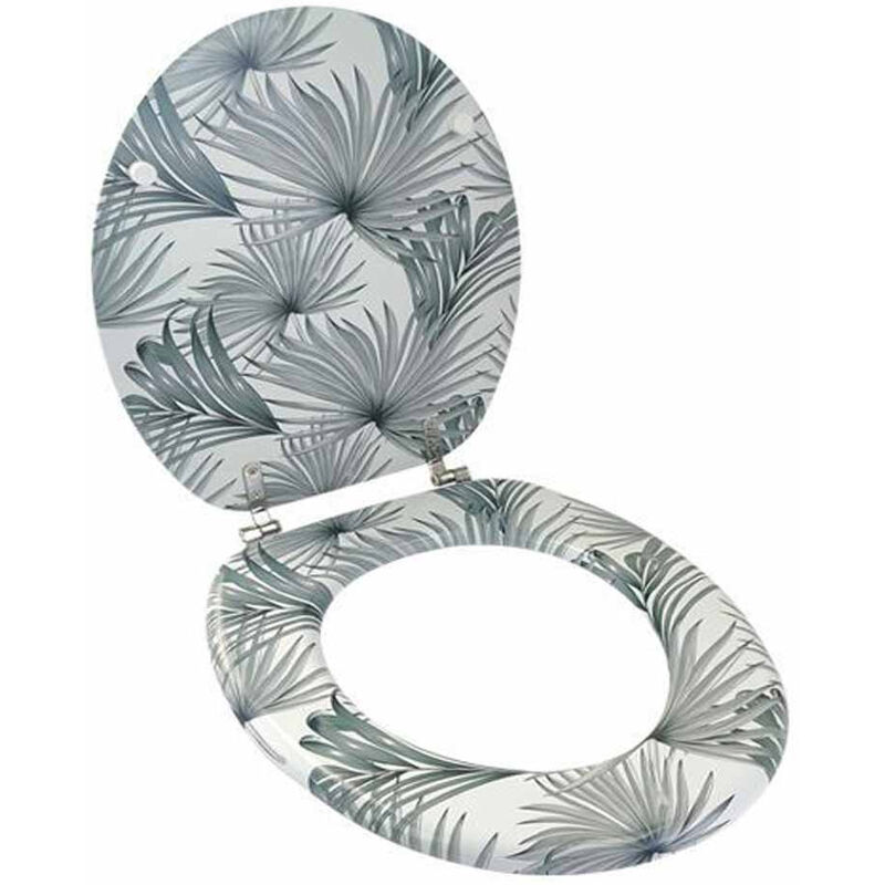 foto del prodotto vetrineinrete copriwater in legno mdf serigrafato tavoletta da bagno wc con stampa tropicale cerniere in acciaio 43x38 cm