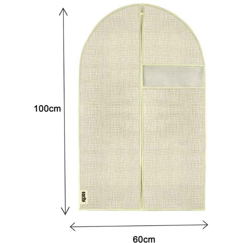 foto del prodotto vetrineinrete custodia per abiti e vestiti 100x60 cm protettiva porta abiti da viaggio o per armadio con chiusura a zip con cerniera beige