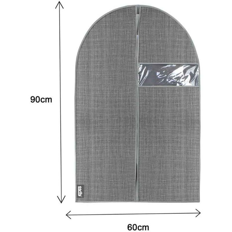 foto del prodotto vetrineinrete custodia per abiti e vestiti 90x60 cm protettiva porta abiti da viaggio o per armadio con chiusura a zip con cerniera grigio