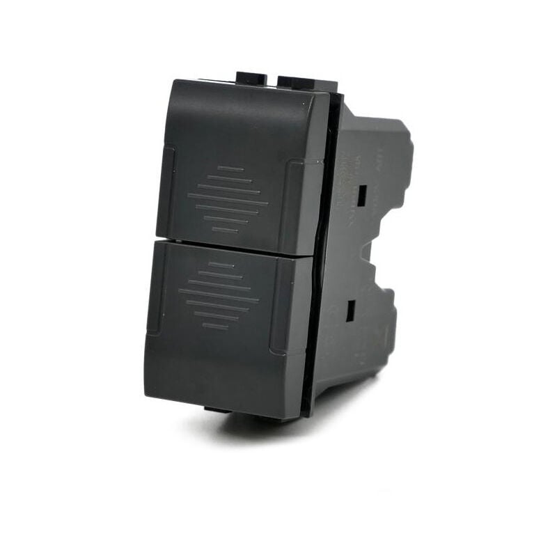 foto del prodotto vetrineinrete doppio pulsante compatibile con living light international air tasto interruttore saliscendi 1p 10a 220v nero