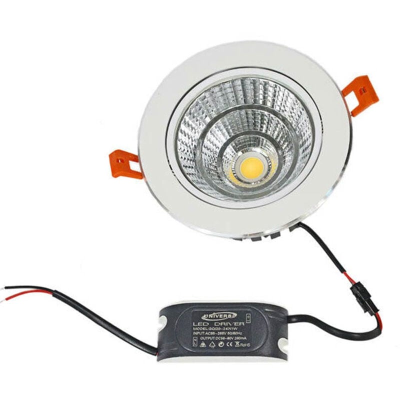 foto del prodotto vetrineinrete faretto incasso led cob 20 watt orientabile luce bianca 6500k completo di driver e alette per il montaggio