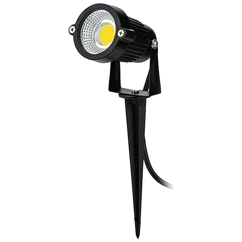 foto del prodotto vetrineinrete faretto led cob 5 watt per esterno proiettore da giardino con picchetto interrabile e staffa a parete luci da esterno luce bianca