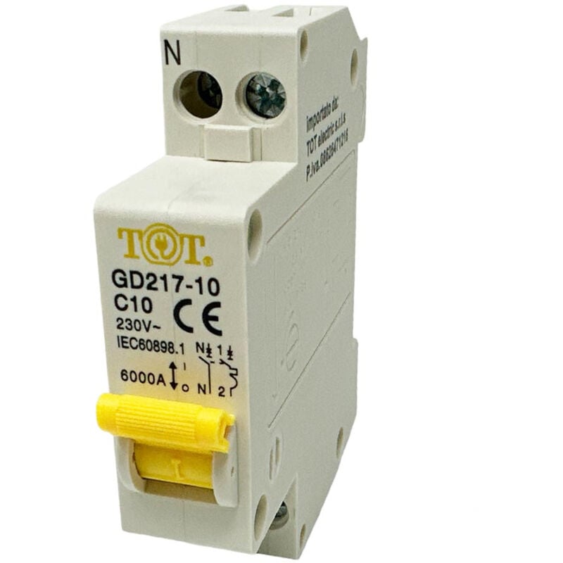 foto del prodotto vetrineinrete - interruttore automatico magnetotermico differenziale salvavita modulare per quadro elettrico 1p n 6ka 10 ampere