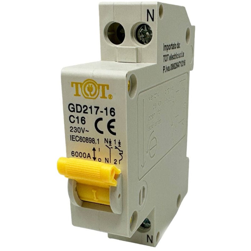 foto del prodotto vetrineinrete - interruttore automatico magnetotermico differenziale salvavita modulare per quadro elettrico 1p n 6ka 16 ampere
