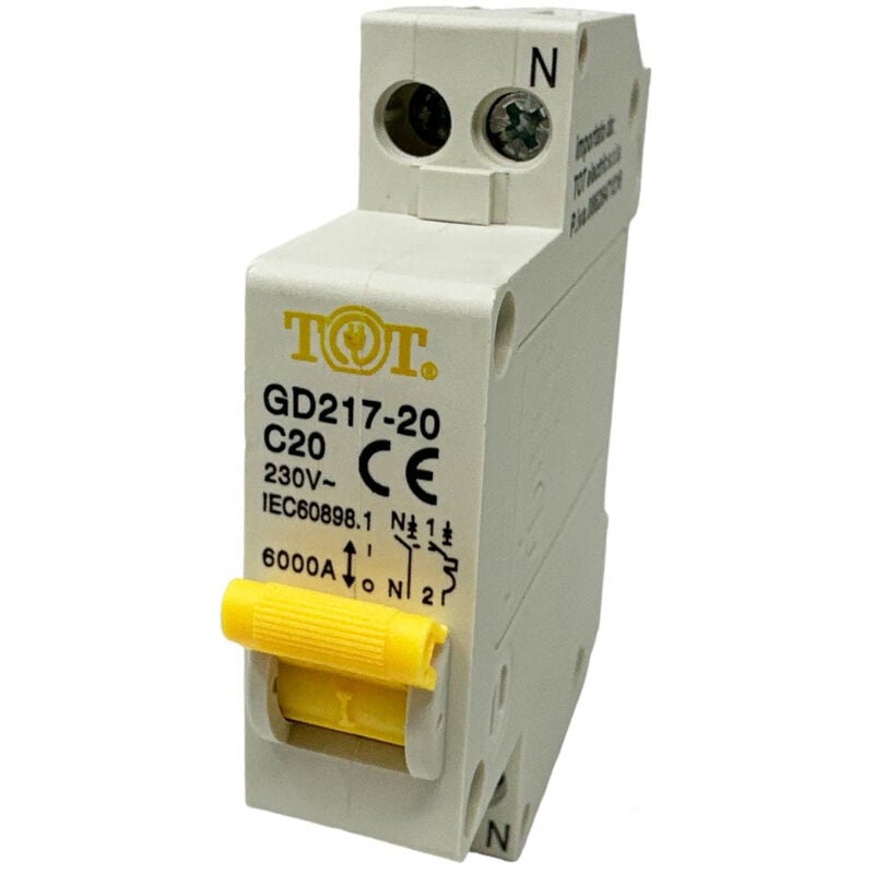 foto del prodotto vetrineinrete - interruttore automatico magnetotermico differenziale salvavita modulare per quadro elettrico 1p n 6ka 20 ampere