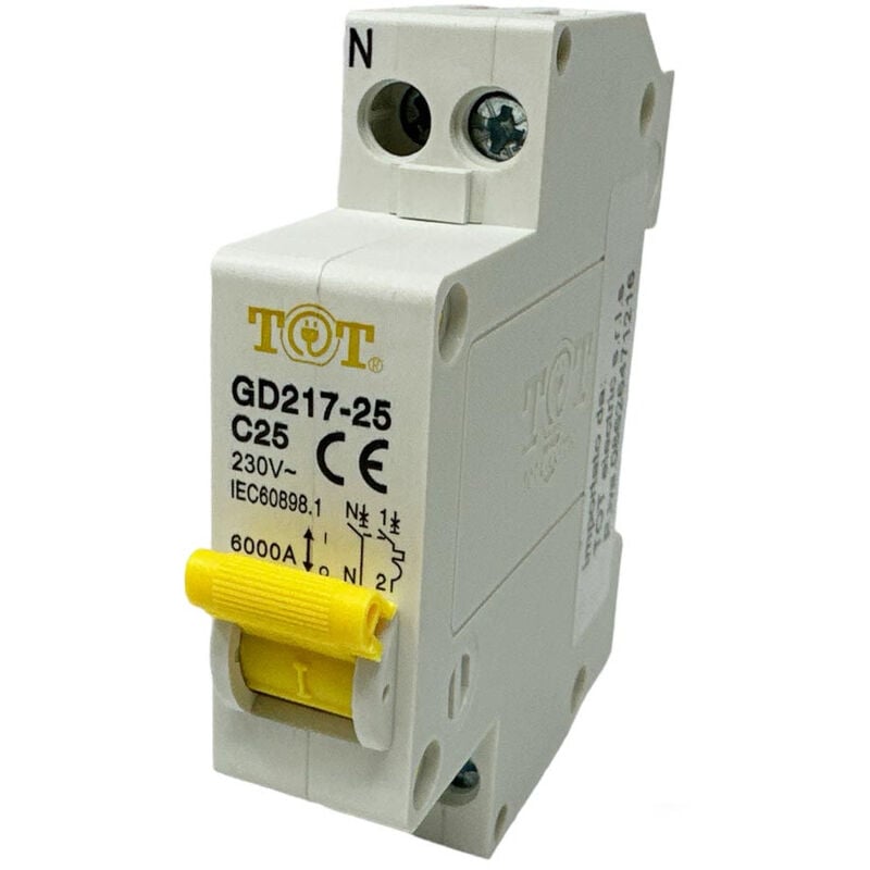 foto del prodotto vetrineinrete - interruttore automatico magnetotermico differenziale salvavita modulare per quadro elettrico 1p n 6ka 25 ampere