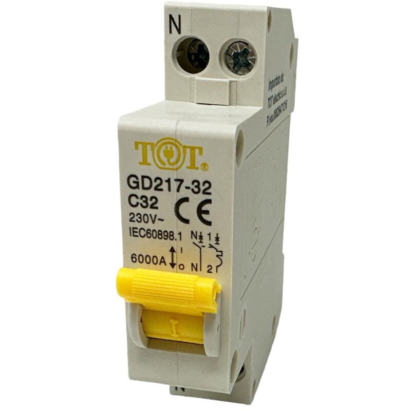 foto del prodotto vetrineinrete - interruttore automatico magnetotermico differenziale salvavita modulare per quadro elettrico 1p n 6ka 32 ampere