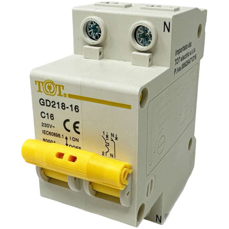 foto del prodotto vetrineinrete - interruttore automatico magnetotermico differenziale salvavita modulare per quadro elettrico 2p n 6ka 16 ampere