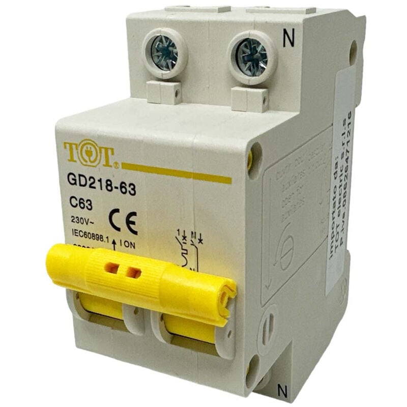 foto del prodotto vetrineinrete - interruttore automatico magnetotermico differenziale salvavita modulare per quadro elettrico 2p n 6ka 63 ampere