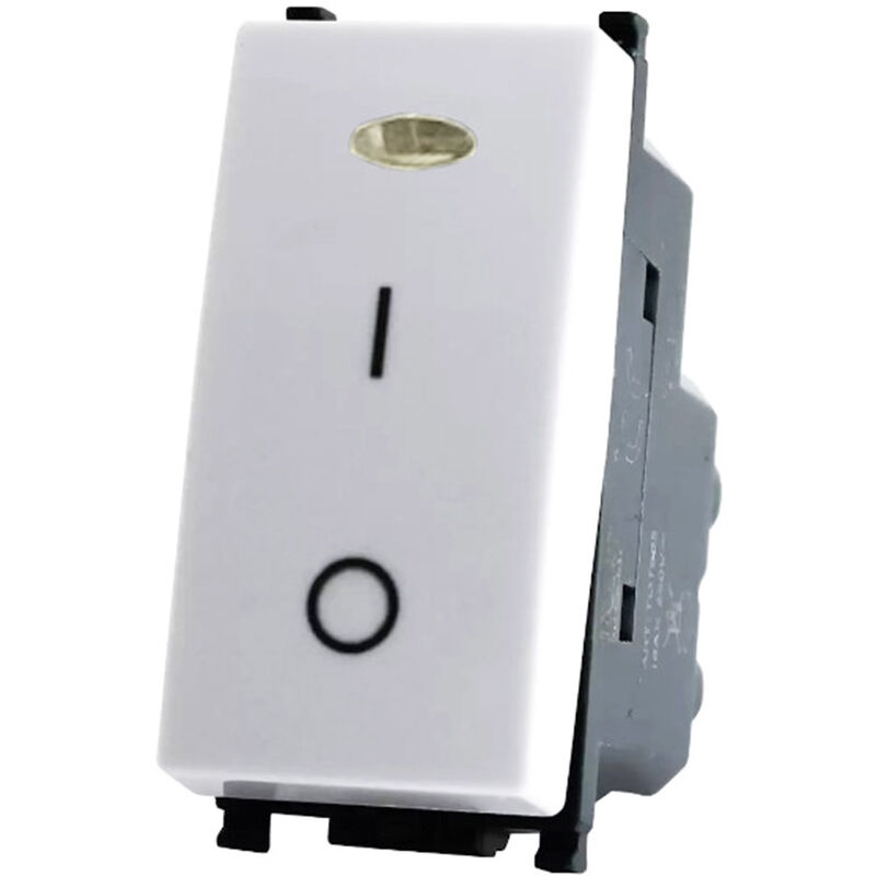 foto del prodotto vetrineinrete interruttore bipolare con spia luminosa bianco compatibile con vimar plana pulsante luce 16ax
