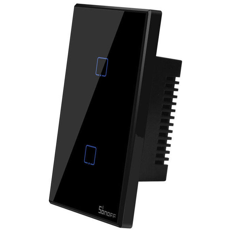 foto del prodotto vetrineinrete interruttore son off smart 2 canale controller da remoto wireless wifi placca touch domotica nero