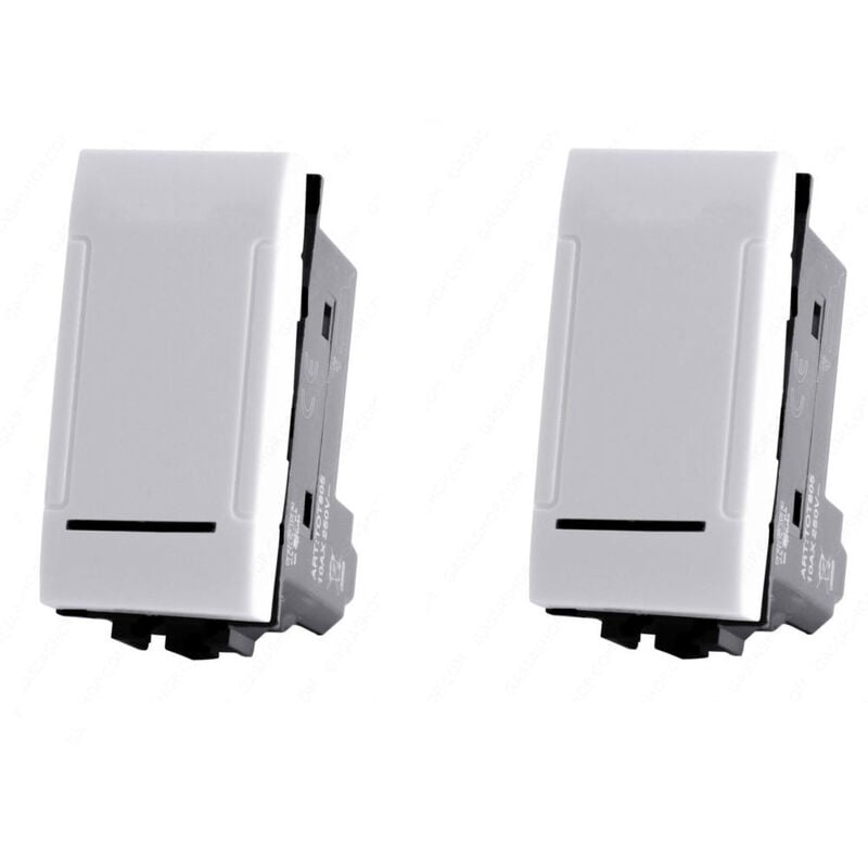 foto del prodotto vetrineinrete kit 2 deviatore bipolare compatibile con living light international air interruttore pulsante 2p 16a 250v bianco