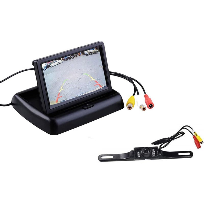 foto del prodotto vetrineinrete kit retromarcia auto camper camion monitor 4.3 telecamera 7 led infrarossi colori assistente parcheggio