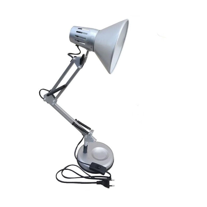 foto del prodotto vetrineinrete - lampada da scrivania con braccio snodabile luce da tavolo in metallo orientabile con morsetto incluso attacco per lampadine e27 per