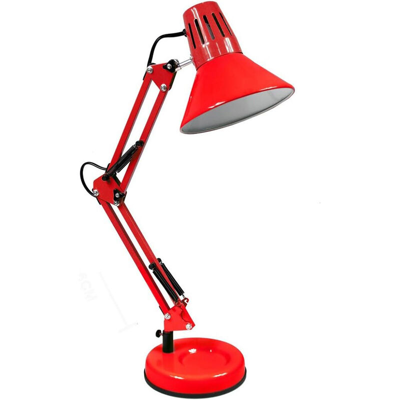 foto del prodotto vetrineinrete lampada da scrivania con braccio snodabile luce da tavolo in metallo orientabile con morsetto incluso attacco per lampadine e27 rossa