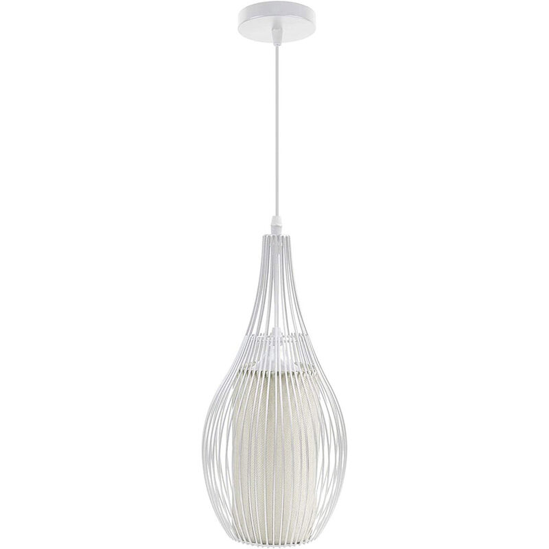 foto del prodotto vetrineinrete lampadario da soffitto pendente a sospensione di forma ovale plafoniera bianca portalampada con attacco e27 arredamento casa moderno