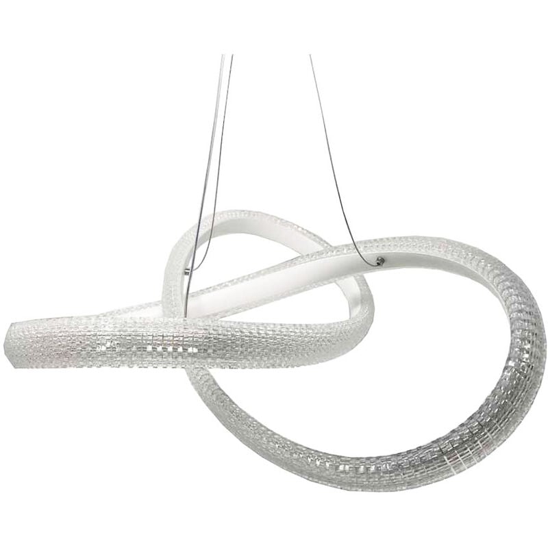 foto del prodotto vetrineinrete lampadario led a sospensione effetto cristallo intrecciato 40 watt design moderno bianco luce naturale 4000k