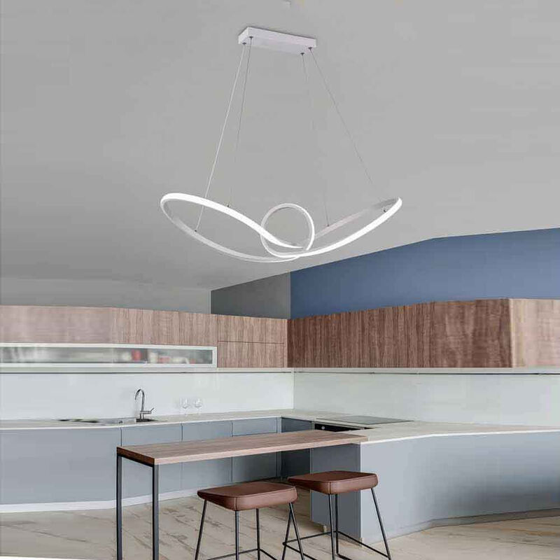 foto del prodotto vetrineinrete lampadario led moderno bianco lampada a sospensione 38 watt luce bianca fredda 6500k arredamento