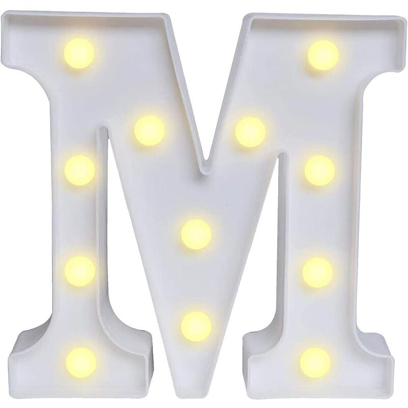 foto del prodotto vetrineinrete lettere luminose a led alfabeto m luminoso per decorazione casa compleanni nozze festa bar eventi luce calda