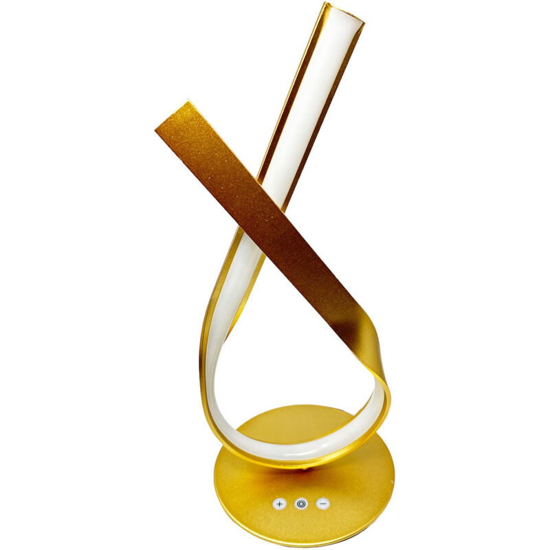 foto del prodotto vetrineinrete lume da comodino a led 12 watt lampada da tavolo dimmerabile oro con tre colorazioni di luce calda fredda naturale