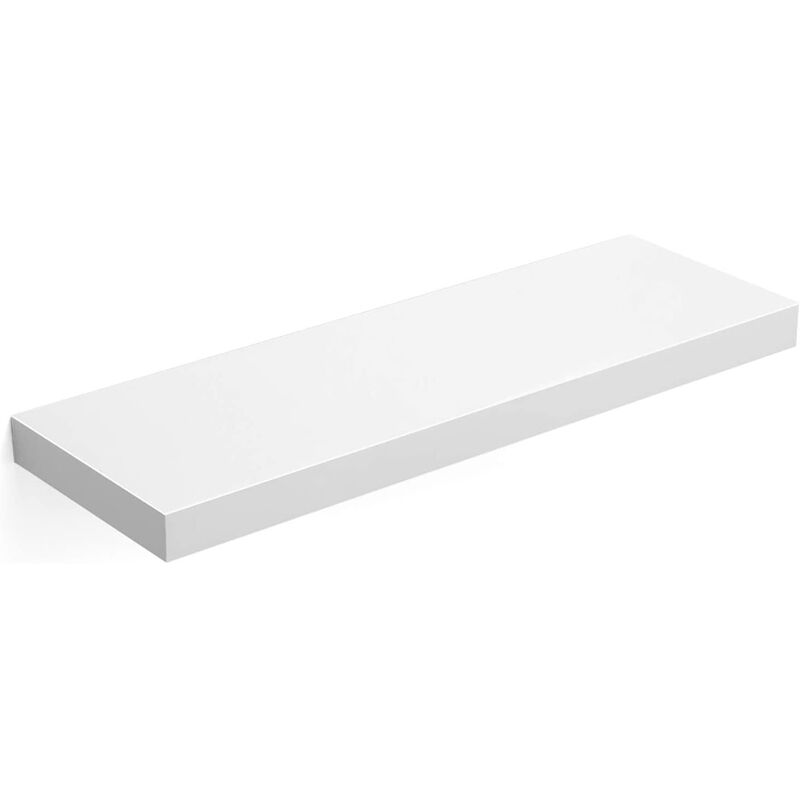 foto del prodotto vetrineinrete mensola da parete bianca con reggimensola a scomparsa in legno mdf bianco opaco fissaggio a muro 60 x 25 cm