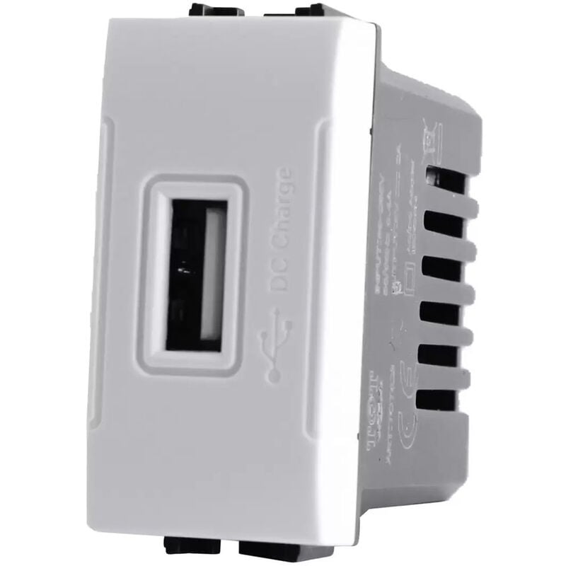 foto del prodotto vetrineinrete modulo presa usb da muro per placca cassetta 503 compatibile con living light international air 5v bianco