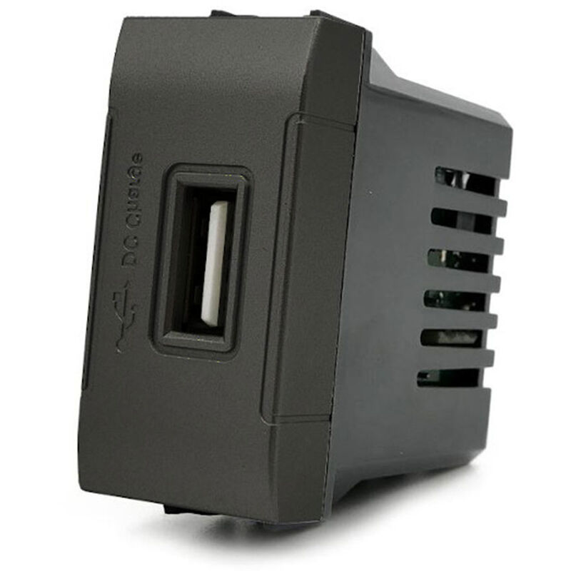 foto del prodotto vetrineinrete modulo presa usb da muro per placca cassetta 503 compatibile con living light international air 5v nero