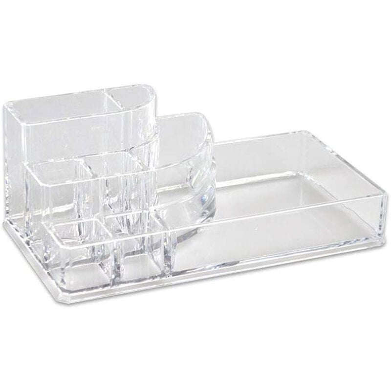 foto del prodotto vetrineinrete organizer per trucchi e pennelli scatola trasparente con 8 scomparti organizzatore per cosmetici espositore grande