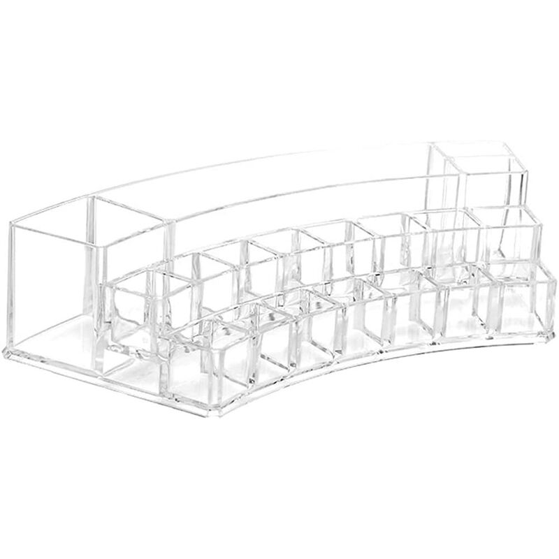 foto del prodotto vetrineinrete organizer per trucchi smalto pennelli rossetti scatola trasparente con 19 scomparti organizzatore per cosmetici espositore ovale